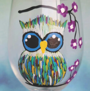 Owl Have Another- wine glass